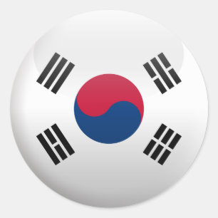Pegatina Redonda Bandera de la Corea del Sur