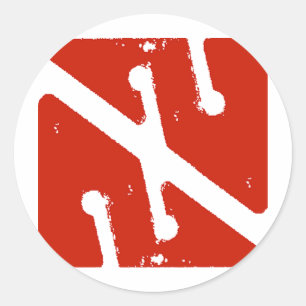 Pegatina Redonda bandera de la flecha de la cueva