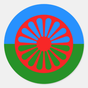 Pegatina Redonda Bandera de la gente Romani - bandera Romani