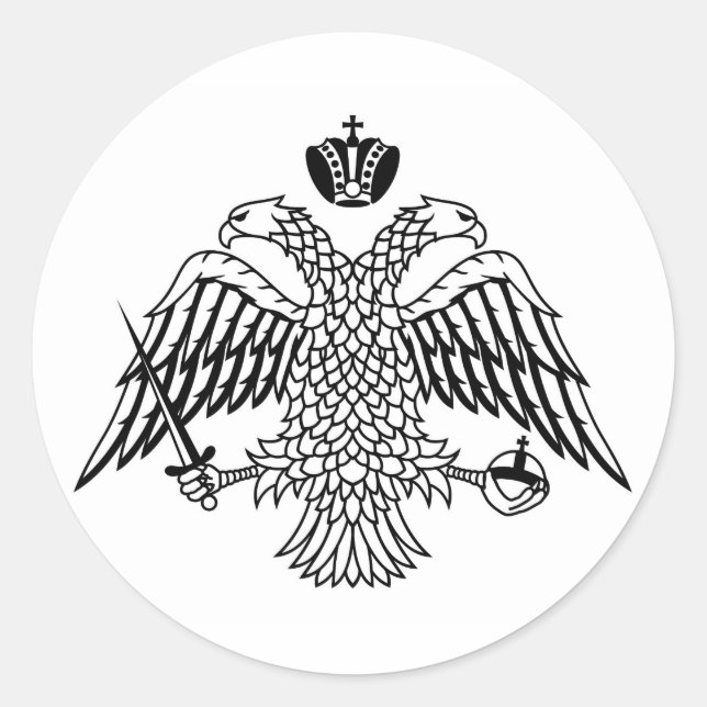Pegatina Redonda Bandera de la Iglesia Ortodoxa Griega (Anverso)
