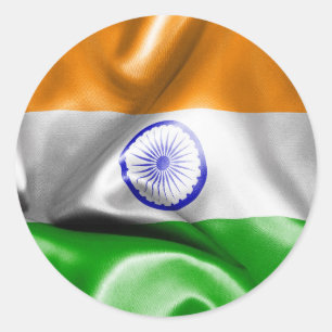 Pegatina Redonda Bandera de la India