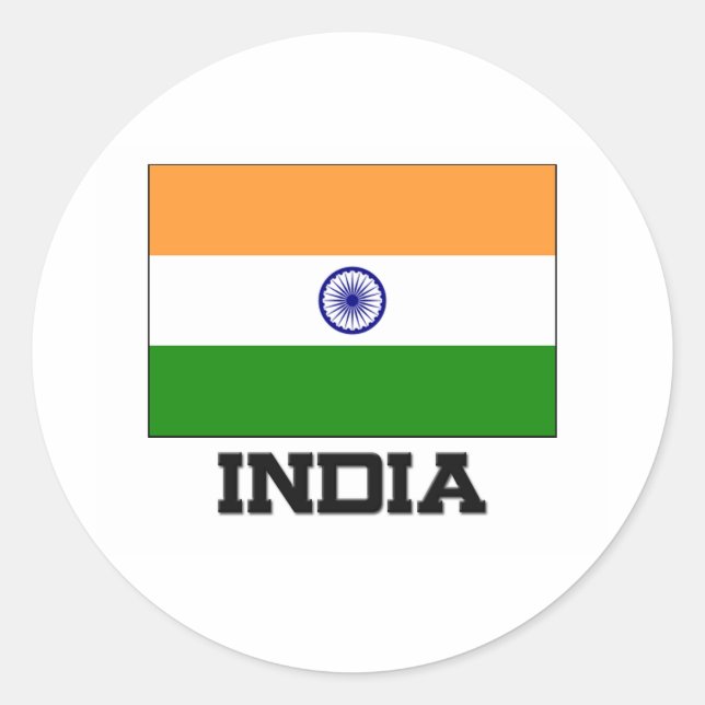 Pegatina Redonda Bandera de la India (Anverso)