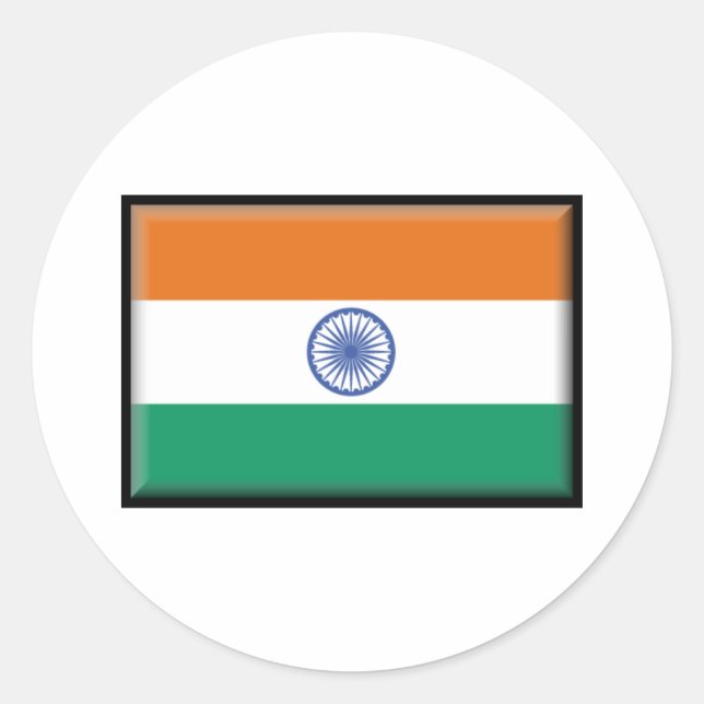 Pegatina Redonda Bandera de la India (Anverso)
