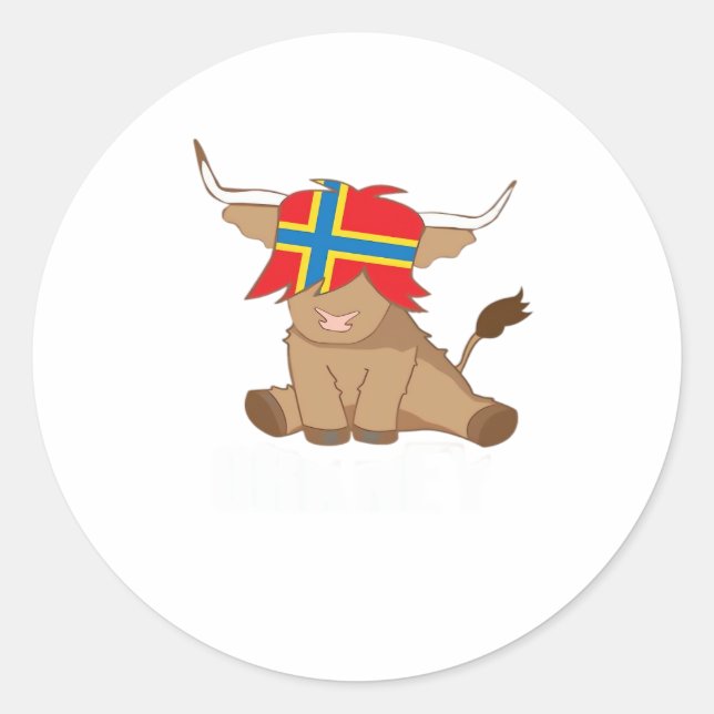 Pegatina Redonda Bandera de la Isla de Orkney regalo escocés de vac (Anverso)