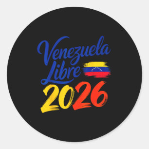 Pegatina Redonda Bandera de la Libertad Patriótica de Venezuela Lib