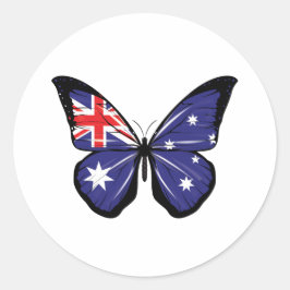 Pegatina Redonda Bandera de la mariposa de Australia