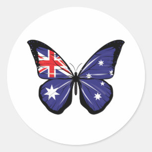 Pegatina Redonda Bandera de la mariposa de Australia