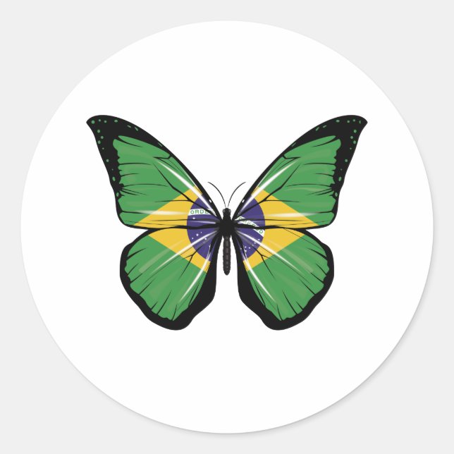 Pegatina Redonda Bandera de la mariposa de Brasil (Anverso)
