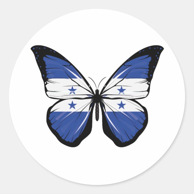 Pegatina Redonda Bandera de la mariposa de Honduras (Anverso)