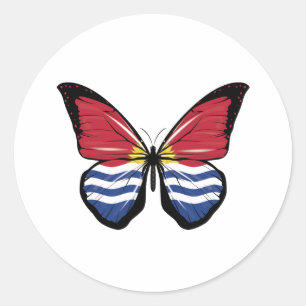 Pegatina Redonda Bandera de la mariposa de Kiribati