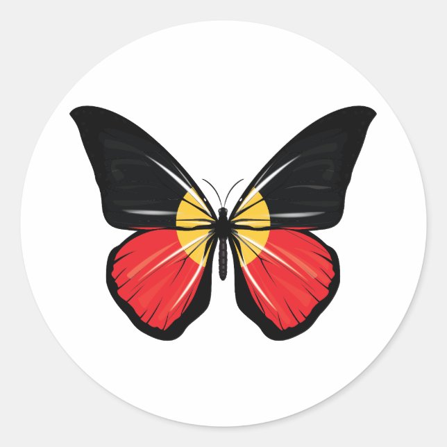 Pegatina Redonda Bandera de la mariposa de origen (Anverso)