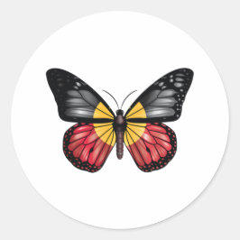 Pegatina Redonda Bandera de la mariposa de origen monárico