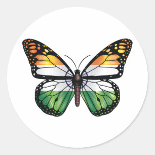 Pegatina Redonda bandera de la mariposa monarca de la India