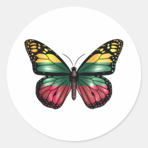 Pegatina Redonda bandera de la mariposa monarca de Lituania