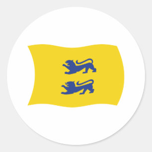 Pegatina Redonda Bandera de la minoría danesa del Schleswig meridio