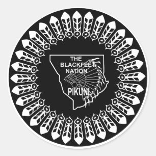 Pegatina Redonda Bandera de la nación de los pies negros