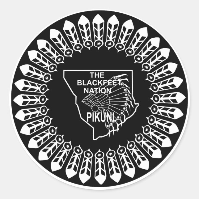 Pegatina Redonda Bandera de la nación de los pies negros (Anverso)