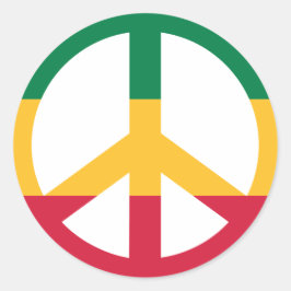 Pegatina Redonda Bandera de la paz del reggae