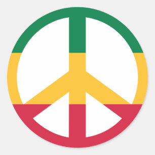 Pegatina Redonda Bandera de la paz del reggae