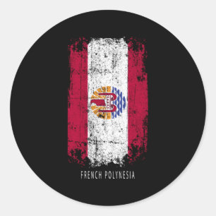 Pegatina Redonda Bandera de la Polinesia Francesa