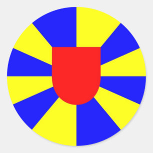 Pegatina Redonda Bandera de la provincia de Flandes Occidental, paí