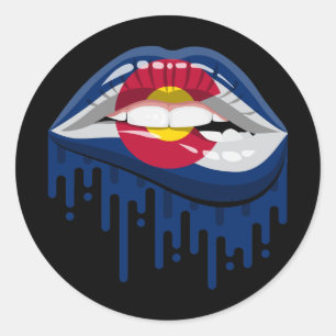 Pegatina Redonda Bandera de la raíz del orgullo de los labios de Co
