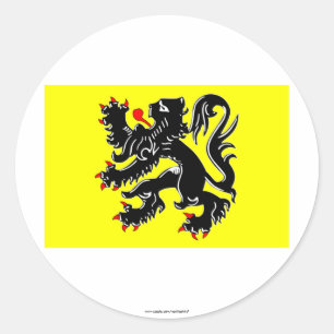 Pegatina Redonda Bandera de la región de Flandes