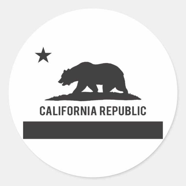 Pegatina Redonda Bandera de la República de California - Negro (Anverso)