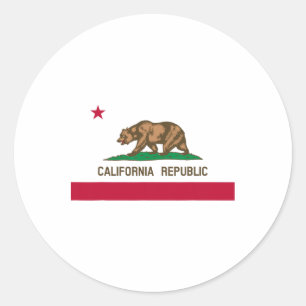 Pegatina Redonda Bandera de la República de California Patriótico E