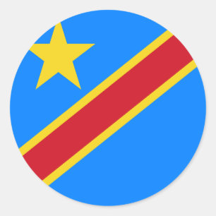 Pegatina Redonda Bandera de la República Democrática del Congo
