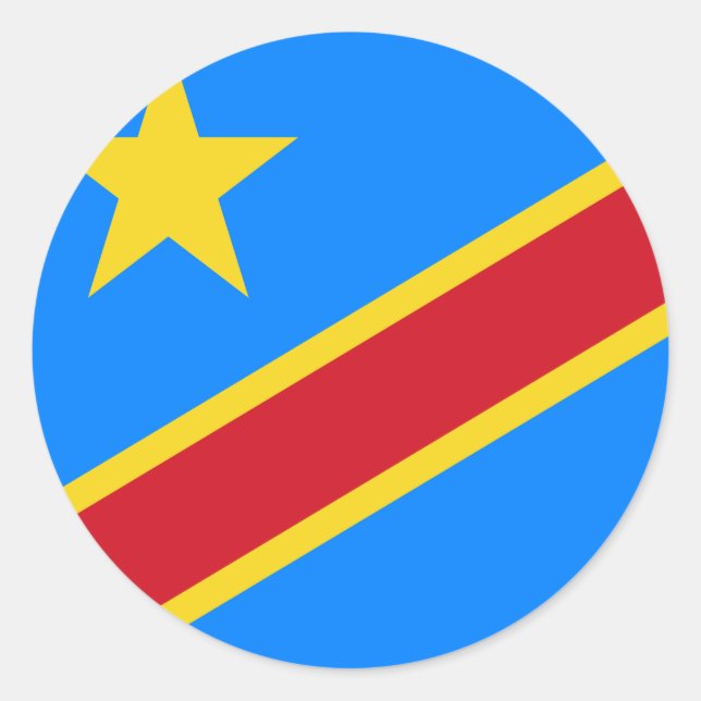 Pegatina Redonda Bandera de la República Democrática del Congo (Anverso)