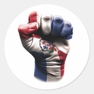 Pegatina Redonda Bandera de la Republica Dominicana