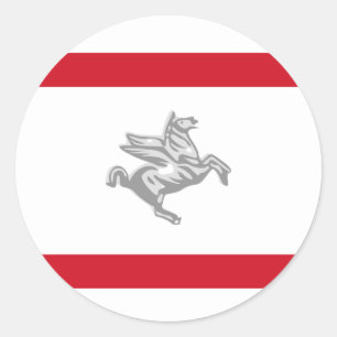 Pegatina Redonda Bandera de la Toscana, Italia