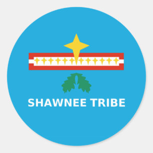 Pegatina Redonda Bandera de la tribu del Shawnee de Oklahoma