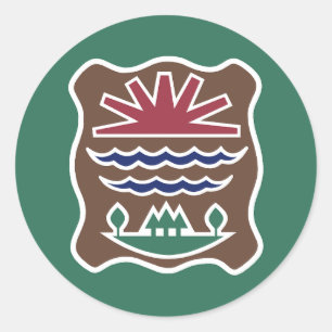 Pegatina Redonda Bandera de la tribu Missisquoi Occidental Abenaki