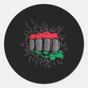 Pegatina Redonda Bandera de la Unión Panafricana Puño Mes de la His