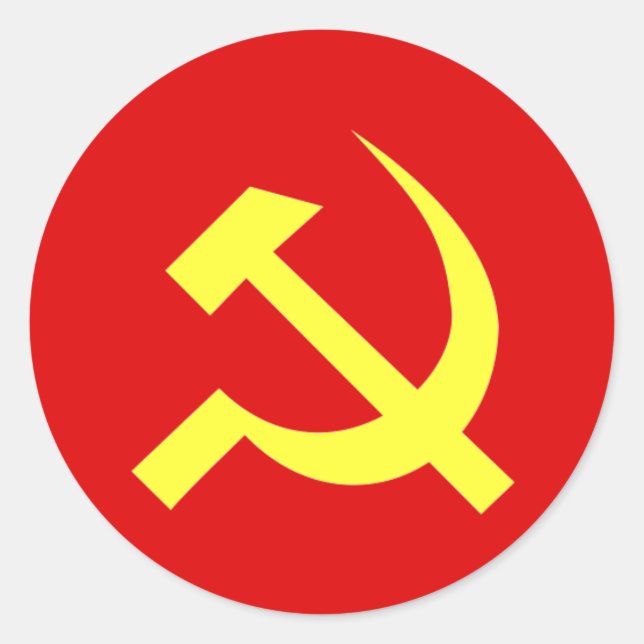 Pegatina Redonda Bandera de la URSS - Personalizada (Anverso)