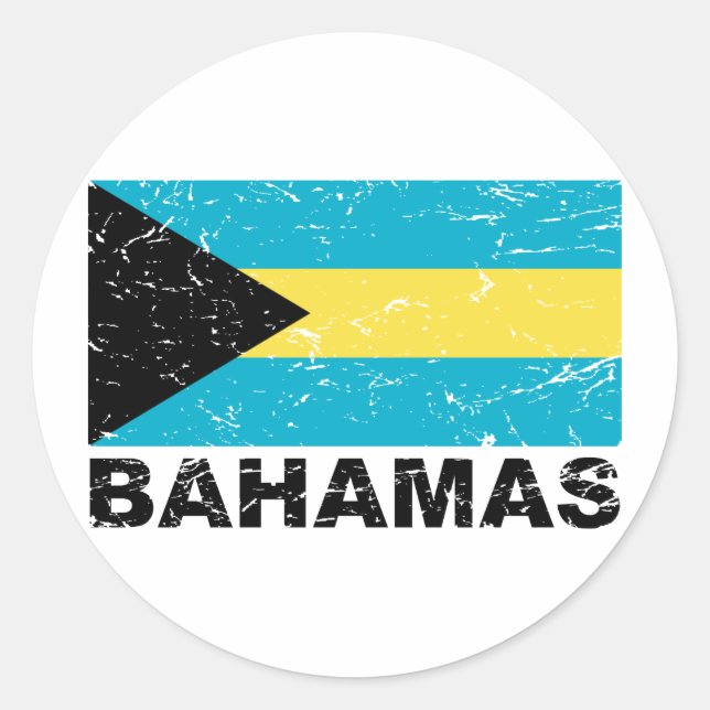 Pegatina Redonda Bandera de las Bahamas (Anverso)