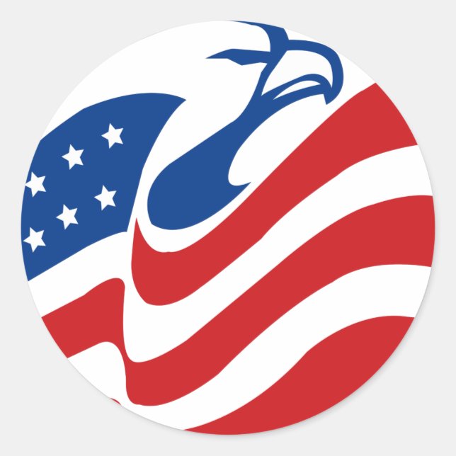 Pegatina Redonda Bandera de las Estrellas Azules Rojas Eagle Nortea (Anverso)