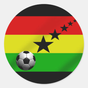 Pegatina Redonda Bandera de las Estrellas Negras de Ghana
