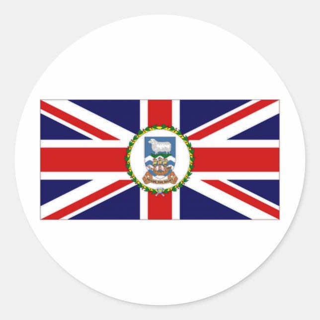 Pegatina Redonda Bandera de las Islas Malvinas (Anverso)
