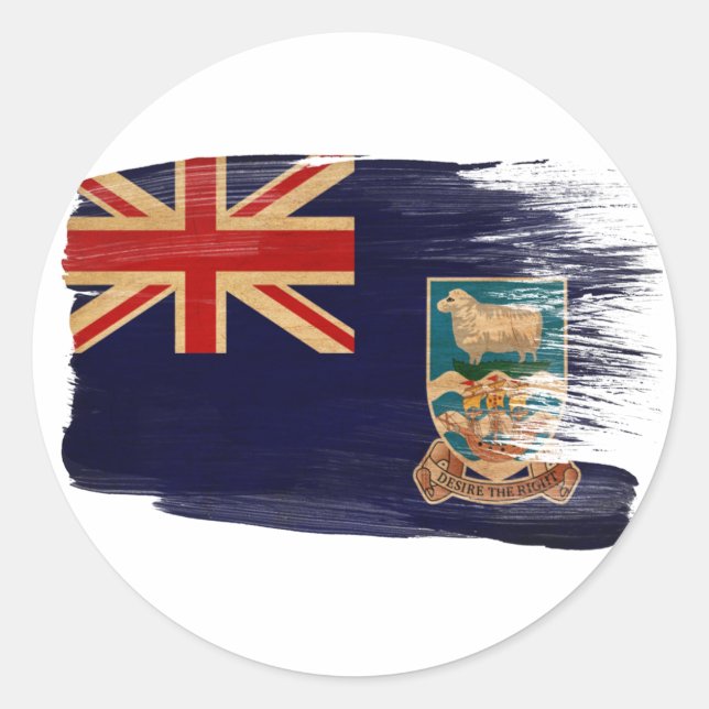 Pegatina Redonda Bandera de las Islas Malvinas (Anverso)