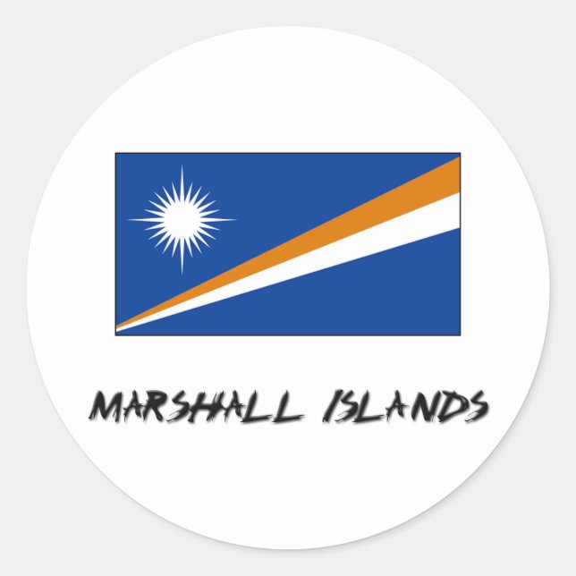 Pegatina Redonda Bandera de las Islas Marshall (Anverso)