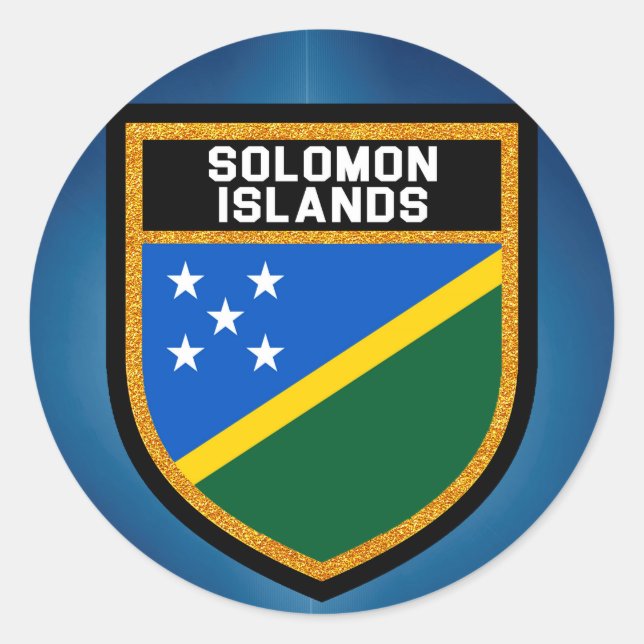 Pegatina Redonda Bandera de las Islas Salomón (Anverso)