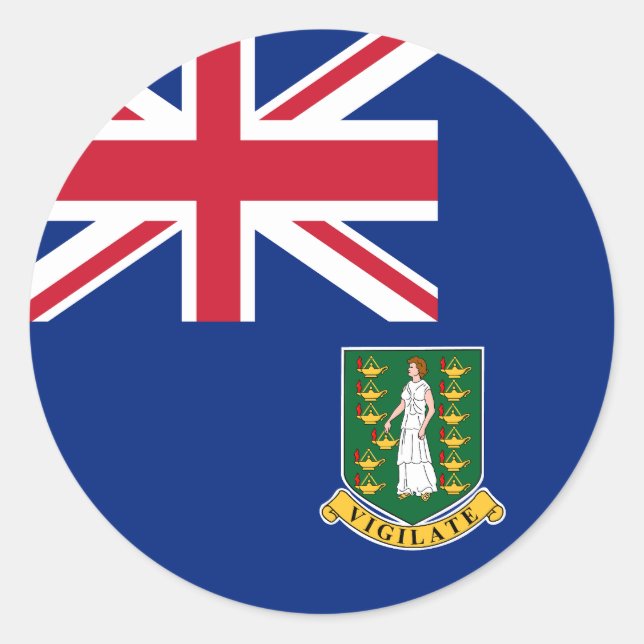 Pegatina Redonda Bandera de las Islas Vírgenes Británicas (Anverso)