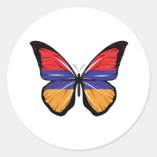 Pegatina Redonda Bandera de las mariposas de Armenia