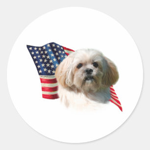Pegatina Redonda Bandera de Lasa Apso