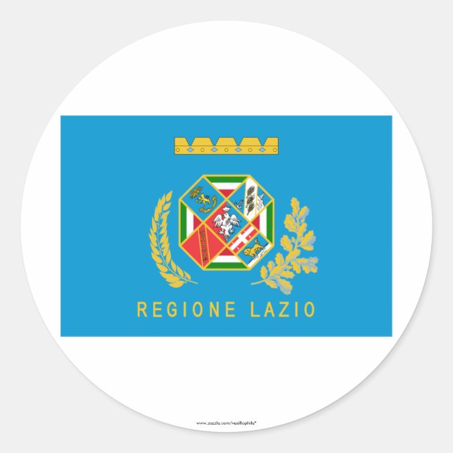 Pegatina Redonda Bandera de Lazio (Anverso)