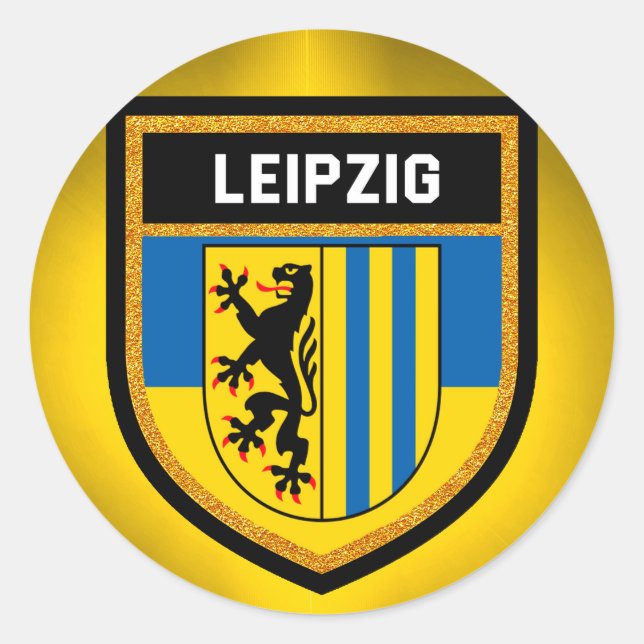 Pegatina Redonda Bandera de Leipzig (Anverso)