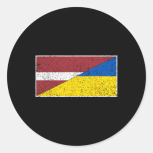 Pegatina Redonda Bandera de Letonia Ucrania Nacionalidad Letona Ucr